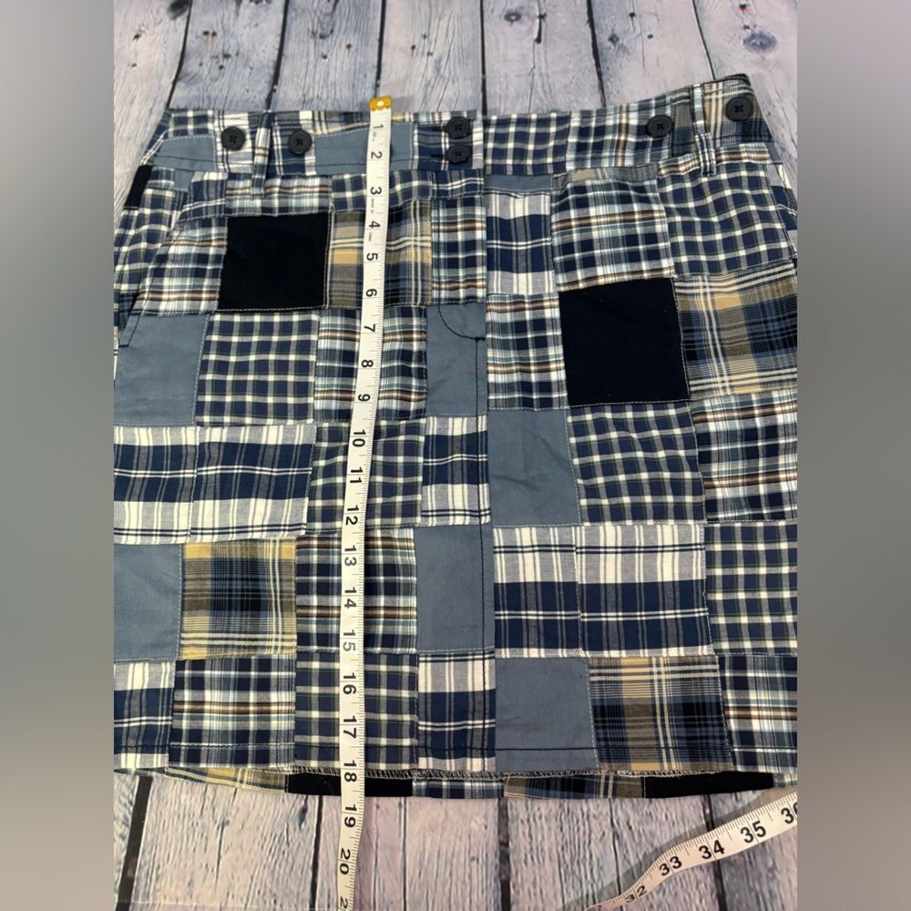 Loft Patchwork White Blue Madras Plaid Coastal Be… - image 7